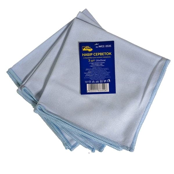 Набір серветок з мікрофібри для скляних поверхонь 35x35см (3 шт) - WCC-3535 WERK - зображення 1