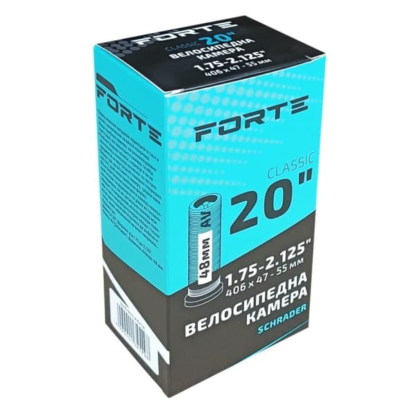Велокамера FORTE Classic 20 х 1.75-2.125 AV Schrader 48 мм - зображення 1