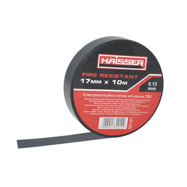 Електроізоляційна стрічка 0,15ммx17ммx10м чорна Haisser 38101 - зображення 1