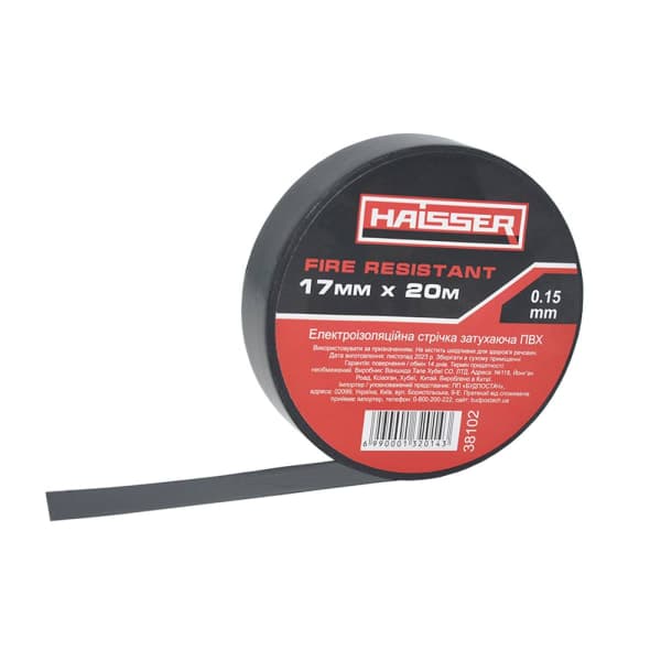 Електроізоляційна стрічка 0,15ммx17ммx20м чорна Haisser 38102 - зображення 1