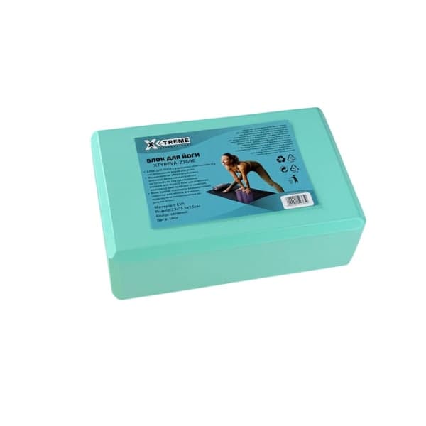 Блок для йоги XTYBEVA-23GRE зелений X-TREME - зображення 1