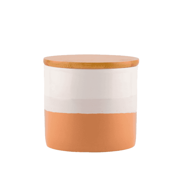 Ємність з дерев яною кришкою VТ-8403 помаранчева Vittora 10 см - зображення 1