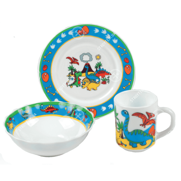 Дитячий набір посуд VT-404D Динозаври Vittora 3 ін. - зображення 1
