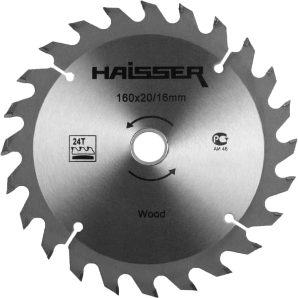 Haisser Диск пильний по дереву 160х16 / 20 24 зуб - зображення 1