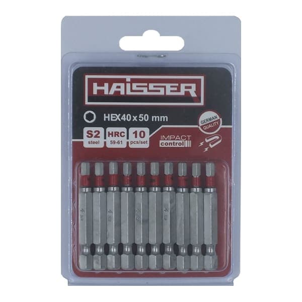 Набір біт Haisser HEX 40 х 50 мм (10 шт) - зображення 1