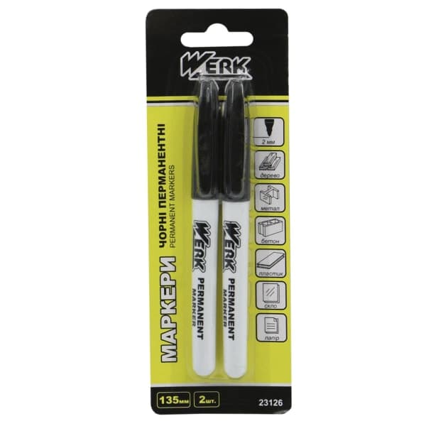 Маркери перманетні чорні 2 шт. Werk 23126 - зображення 1
