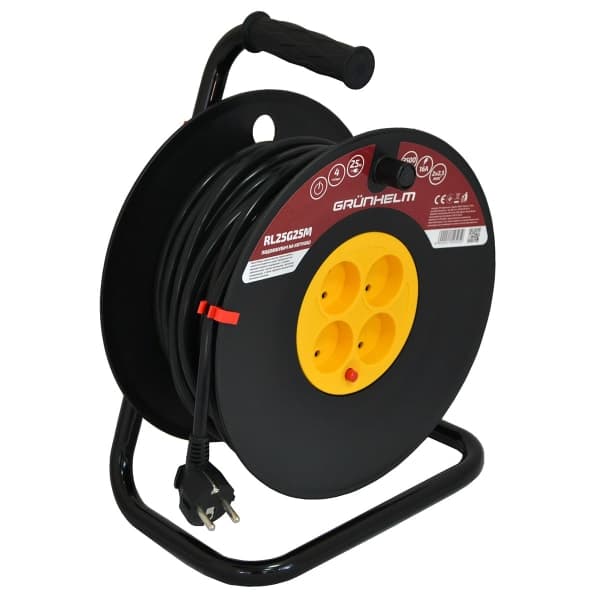 Подовжувач на котушці RL25G25M 4 розетки Grunhelm 25 м - зображення 1