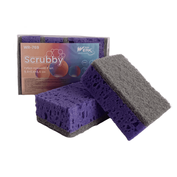 Губка кухонна Scrubby 4 шт WR-769 (9.8х6,8х3,5 см) Werk - зображення 1