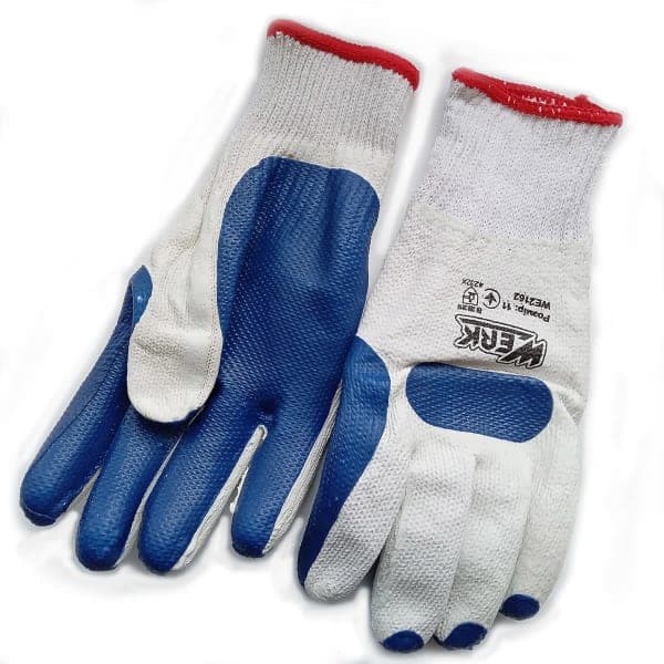 Рукавички білі з синім латексним покриттям Werk WE2162 - зображення 1