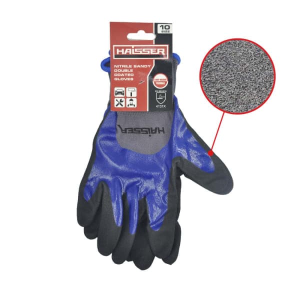 Рукавички нейлон з подвійним нітриловим покриттям Haisser 211425 - зображення 1