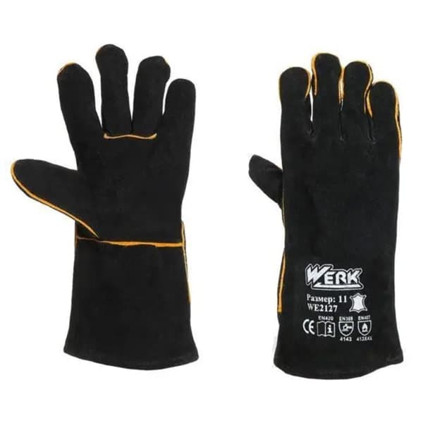 Werk WE2127H Рукавички замшеві (краги) чорні з підвіскою - зображення 1