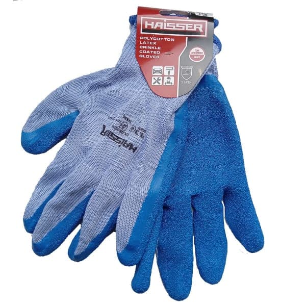 Рукавички полібавовна блакитні з синім латексним покриттям Haisser 211431 - зображення 1
