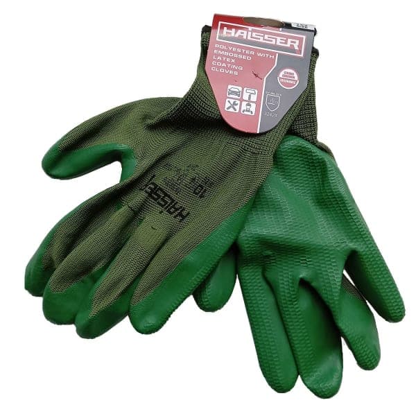 Рукавички поліестер зелені з латексним покриттям Haisser 211434 - зображення 1