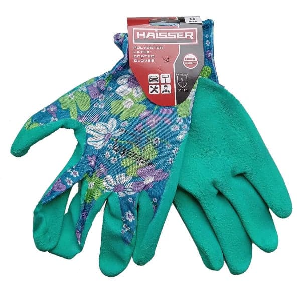 Рукавички поліестер сині з зеленим латексним покриттям Haisser 211433 - зображення 1
