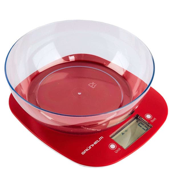 Grunhelm KES-1PR Ваги кухонні з чашею (червоні) - зображення 1