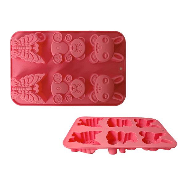 Силіконова форма GT-S-214 для кексів, Звірята на 6шт. 25.5х16.5х2см Gusto - зображення 1