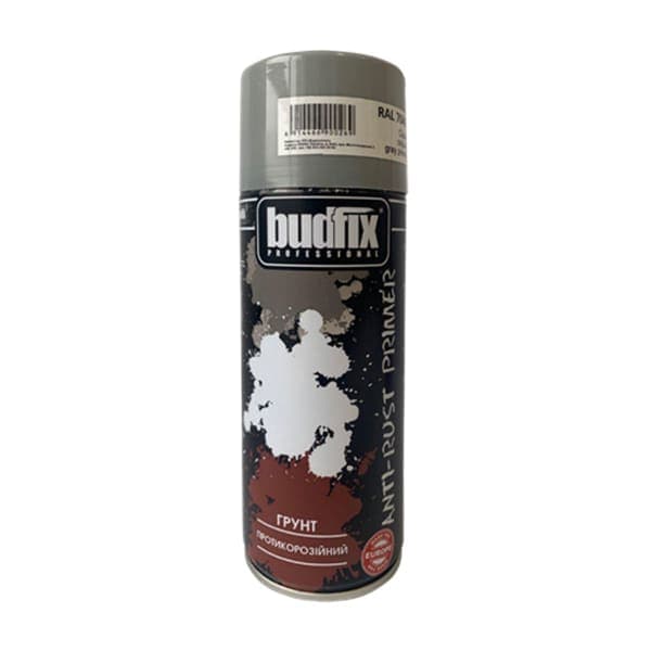 Аерозольний Грунт протикорозійного Сірий BUDFIX RAL 7040 400 мл - зображення 1