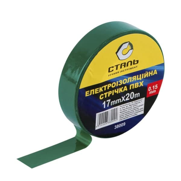 Сталь 38009 Ізоляційна стрічка зелена 17мм х 20м - зображення 1