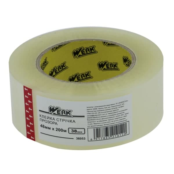 Клейка прозора стрічка Werk 36053 38 мкм х 48 мм х 200 м - зображення 1