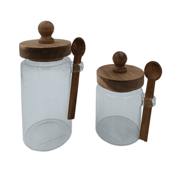 Ємність скляна з дерев яною кришкою та ложкоюVT-9273 Vittora 730 мл - зображення 1