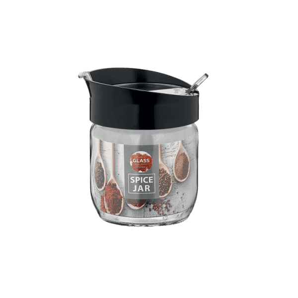 Ємність скляна для спецій з ложкою VT-161010 чорна 425 мл Vittora - зображення 1