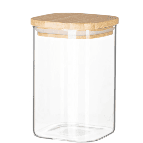 Ємність скляна з дерев яною кришкою прямокутна VT-7311 Vittora 1100 мл - зображення 1