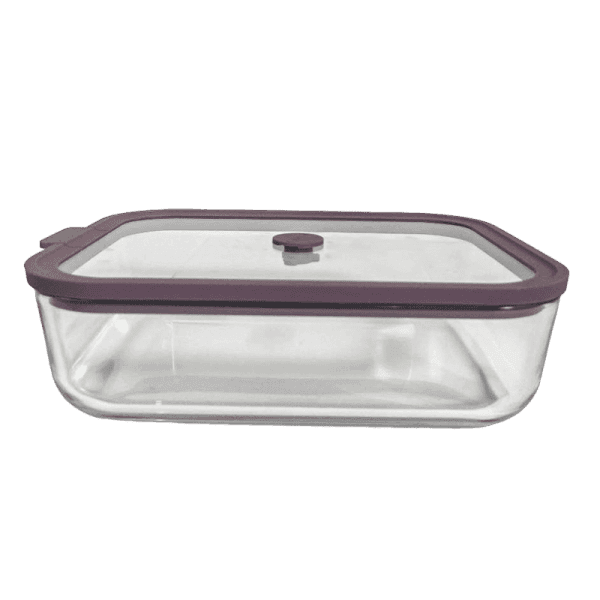 Харчовий контейнер VT-8510 скляний з скляною силіконовою кришкою, прямокутний вакуум 1000мл VITTORA - зображення 1