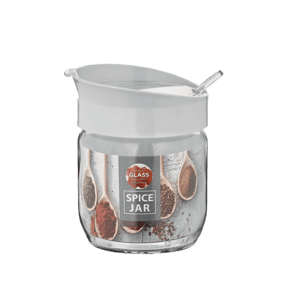 Ємність скляна для спецій з ложкою VT-161010 сіра 425 мл Vittora - зображення 1