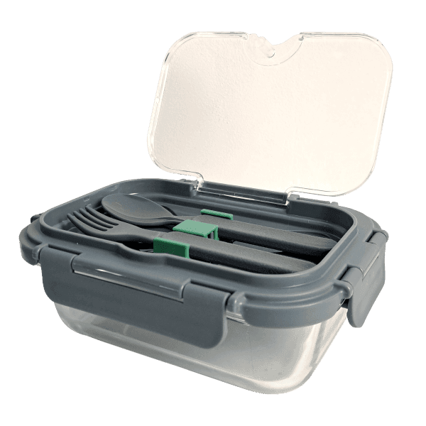 Харчовий контейнер VT-7963 скляний з приборами 630 мл VITTORA - зображення 1