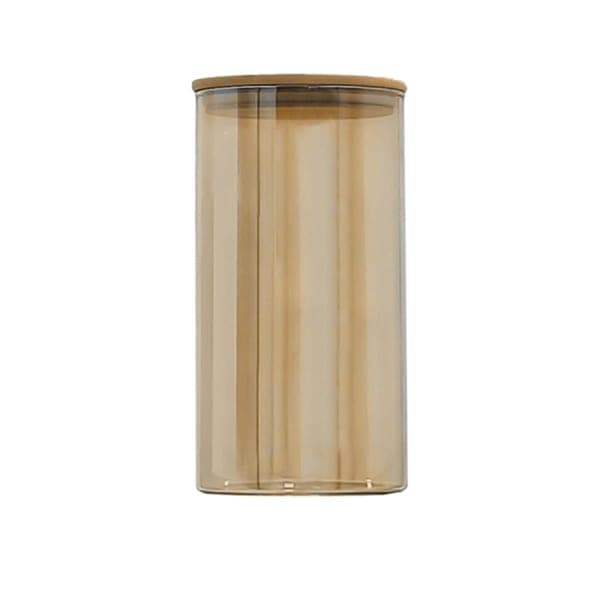 Ємність скляна з дерев яною кришкою (кругла) бурштин VT-8010 Vittora 1000 мл - зображення 1