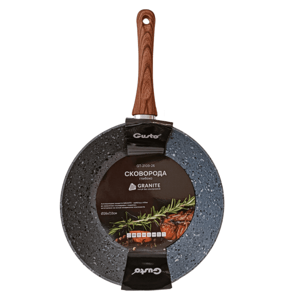 Сковорода глибока GT-2103-24 покриття GRANITE 24x6.8 см Gusto - зображення 1