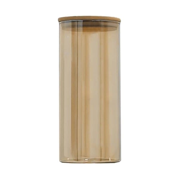 Ємність скляна з дерев яною кришкою (кругла) бурштин VT-8012 Vittora 1200 мл - зображення 1