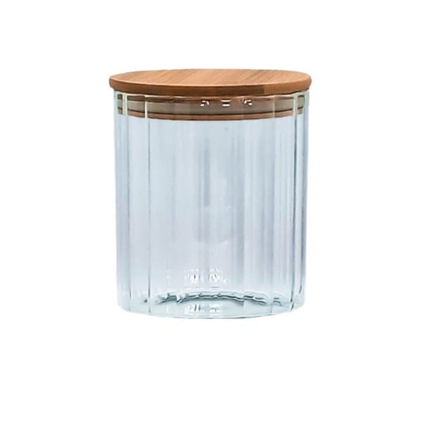 Ємність скляна з дерев яною кришкою (кругла смугаста) VT-7607 Vittora 700 мл - зображення 1