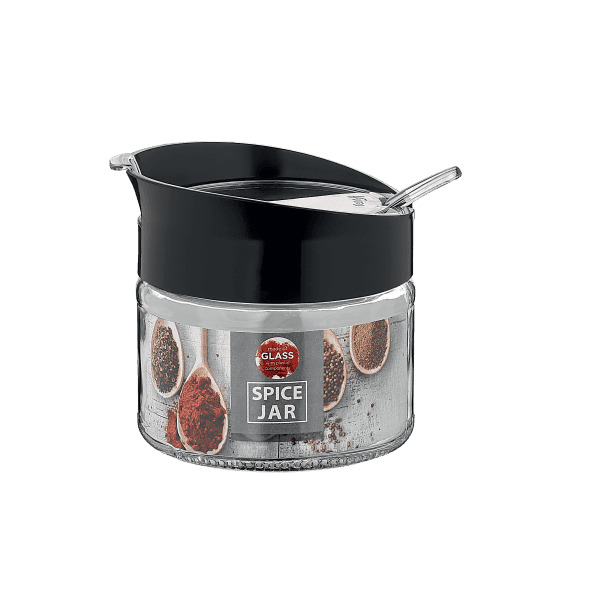 Ємність скляна для спецій з ложкою VT-161004 чорна 300 мл Vittora - зображення 1