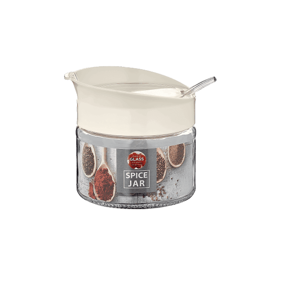 Ємність скляна для спецій з ложкою VT-161004 біла 300 мл Vittora - зображення 1