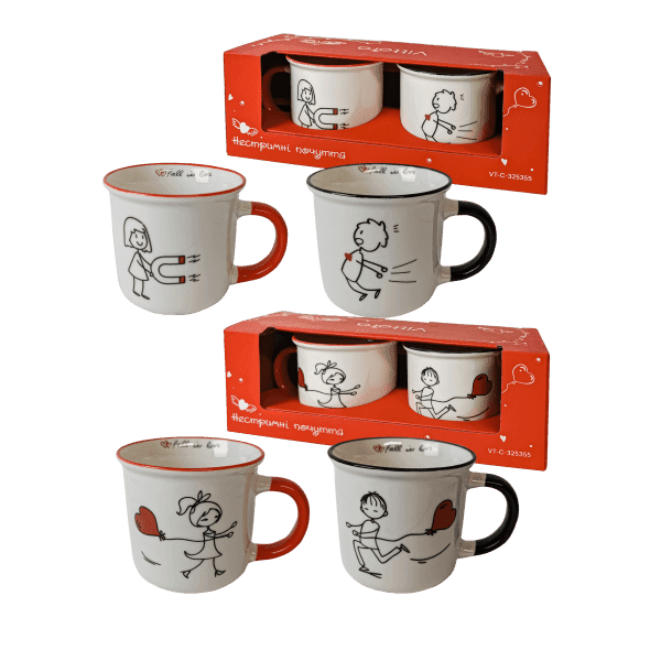 Набір чашок VT-C-325355 Нестримні почуття Vittora 355 мл (2шт.) - зображення 1