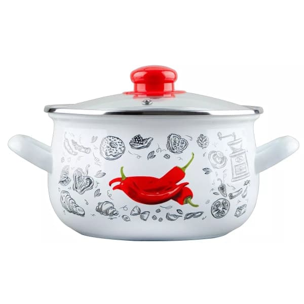 Каструля GT-T-118-WR Перчинка біла 18 см 3.1 л GUSTO - зображення 1