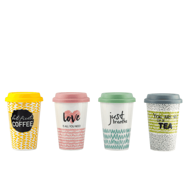 Чашка VT-C-63390/1 Кольорова із силіконовою кришкою в коробці Vittora 390 мл - зображення 1