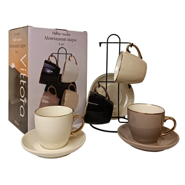 Набір чашок 4шт. VT-C-293220 Мовчазний шарм Vittora 220 мл - зображення 1