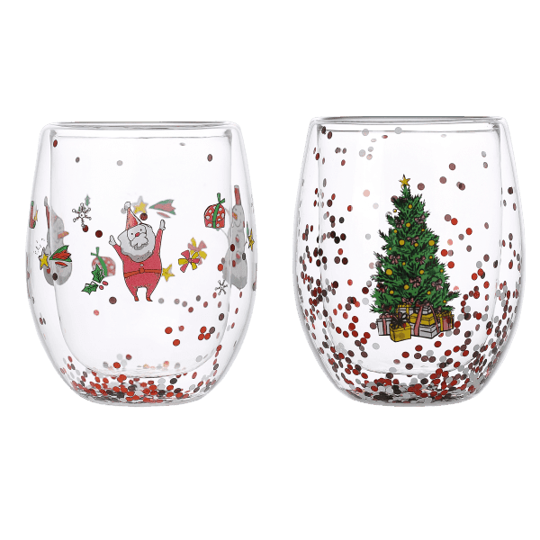 Набір склянок VT-5415-350 Зимові розваги з подвійним дном 2шт. 350мл Vittora - зображення 1