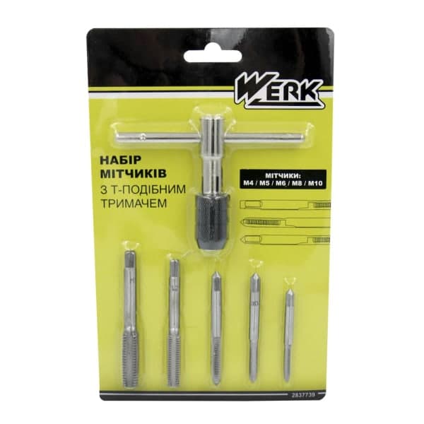 Набір мітчиків з Т-подібним тримачем 6 од. Werk - зображення 1