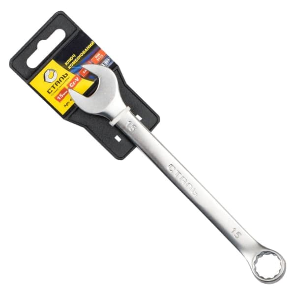 Ключ комбінований Satin із підвіскою 48440 Сталь 15 мм - зображення 1