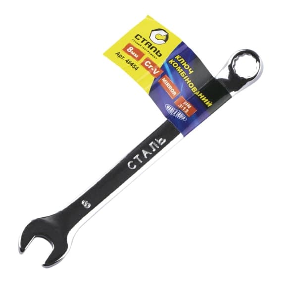 Ключ комбінований дзеркальний 48454 Сталь 8 мм - зображення 1