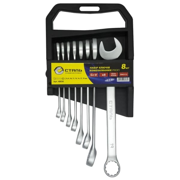 Сталь 48036 Набір ключів комбінованих CRV 8 шт - зображення 1