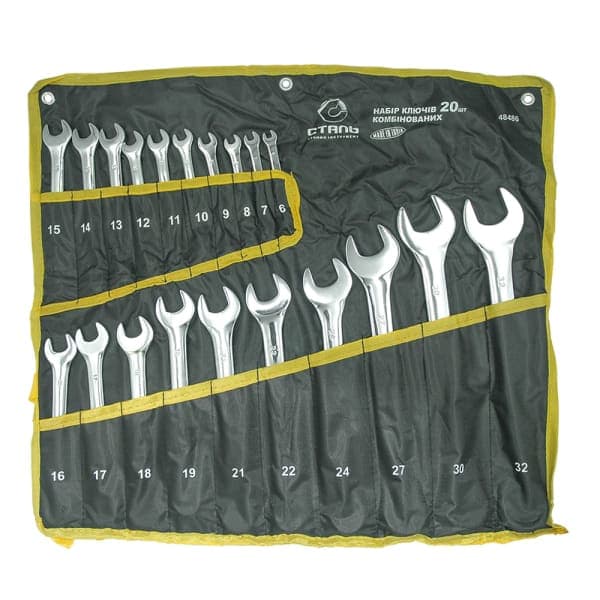 Набір ключів комбінованих CRV з 20 шт MIRROR Сталь 48486 - зображення 1