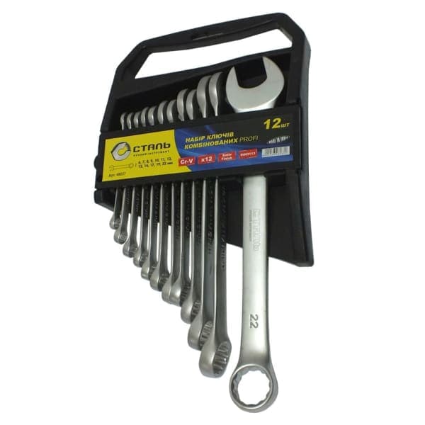 Сталь 48037 Набір ключів комбінованих CRV 12 шт - зображення 1