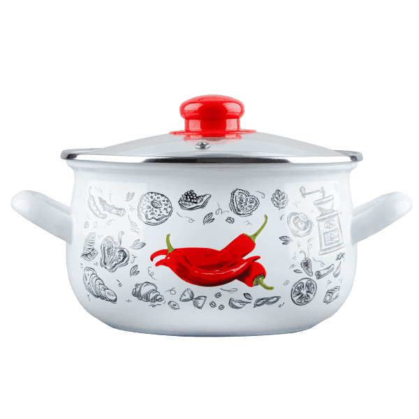 Каструля GT-T-124-WR Перчинка біла 24 см 5.7 л GUSTO - зображення 1