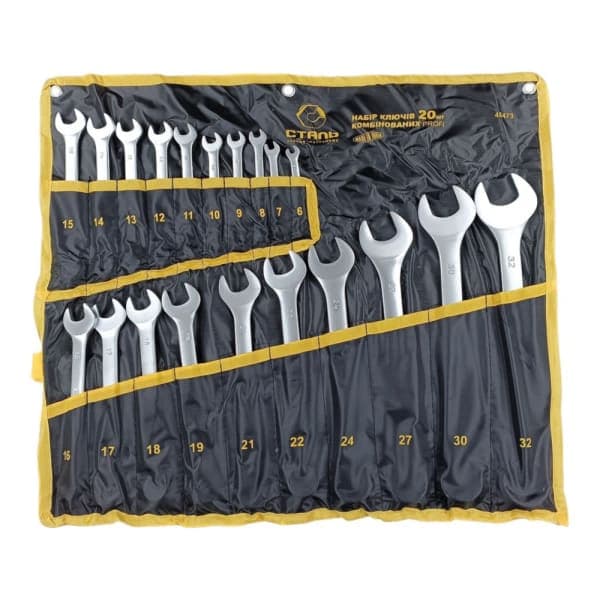 Сталь 48473 Набір ключів комбінованих у чохлі Satin 20 шт - зображення 1