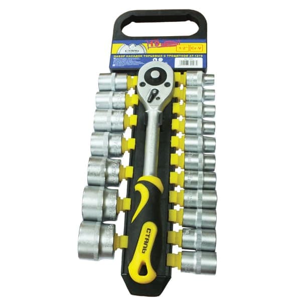 СТАЛЬ AT-1219 Набір насадок торцевих з тріскачкою 19 шт 1/2 (70007) - зображення 1