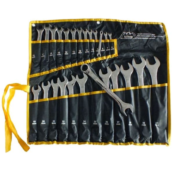 Сталь 48034 Набір комбінованих ключів CRV (25 шт) в чохлі - зображення 1